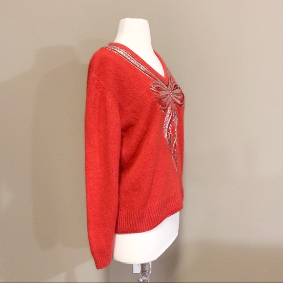 VINTAGE Red Sequin Sweater - Picture 3 of 5